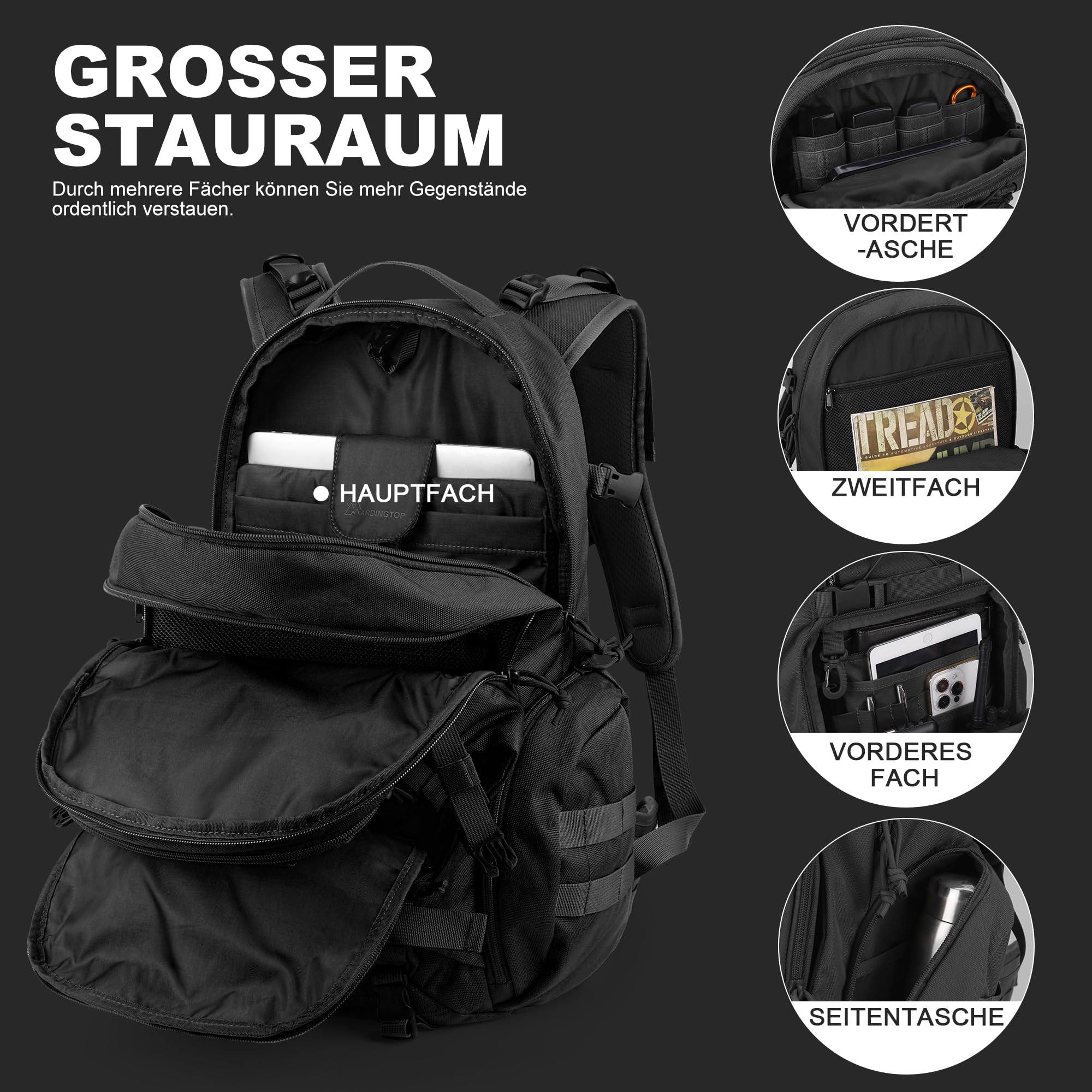 Mardingtop 35L Molle rucksack Militär rucksack wanderrucksack Taktischer Rucksack herren trekking rucksack Cordura-Rucksack für Wandern, Bergsteigen, Überleben