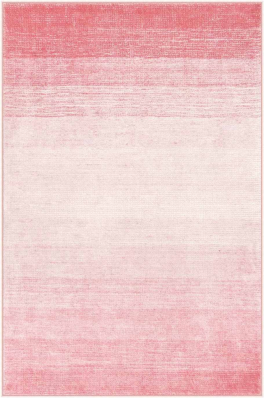 Wonnitar Modern Ombre Small Rug, 2x3 Pink Bathroom Rugs, Contemporary Kitchen Rugs and Mats Washable, Non-Slip Soft Gradient Bedroom Accent Throw Floor Carpet for Bedside Bath Dorm (Pink, 2'x3')