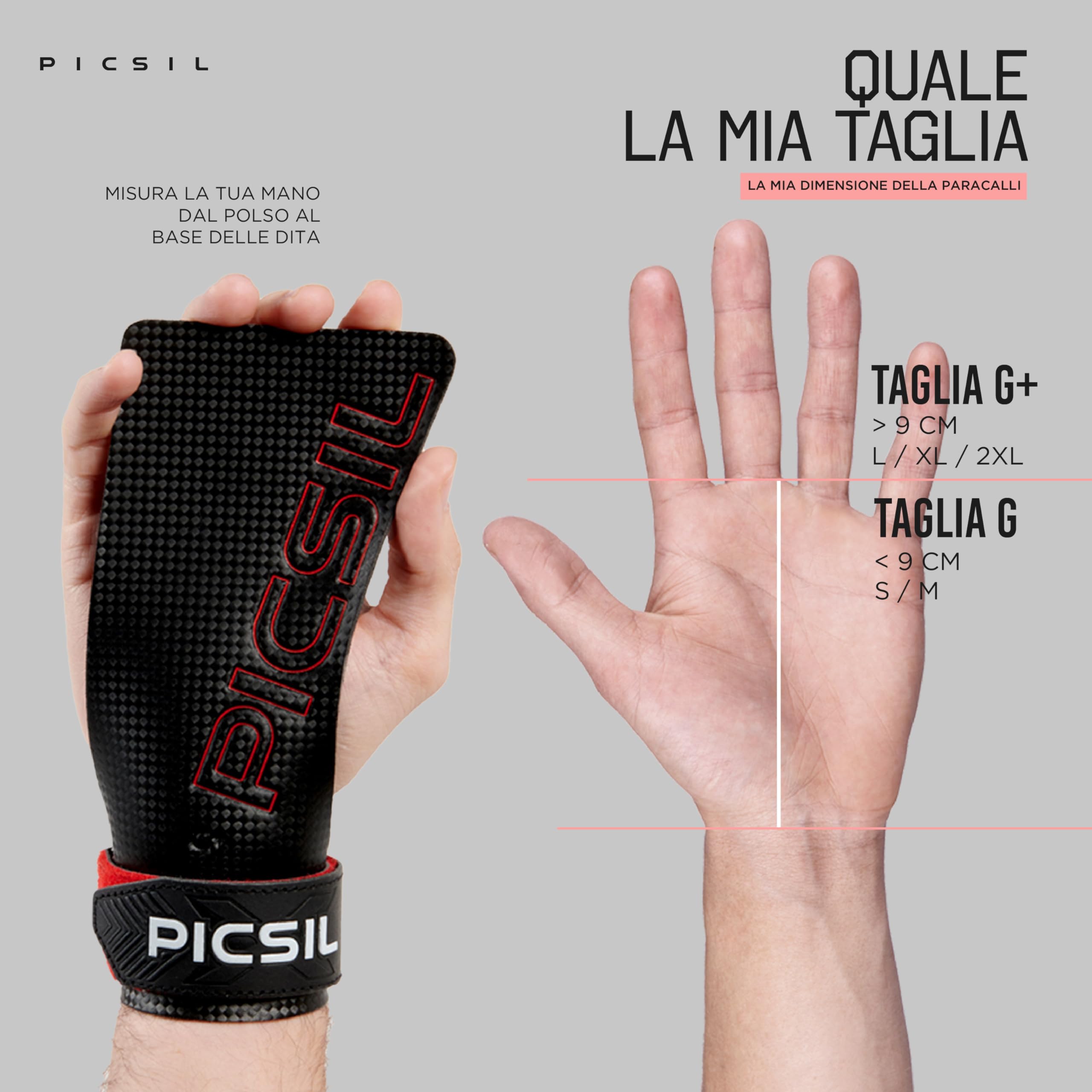 PICSIL - Paracalli RX, Grips in Fibra di Carbonio Professionali, Sottili e Resistenti, Uso Con Magnesite, per Cross Training, Ginnastica e Calisthenics, Senza Fori