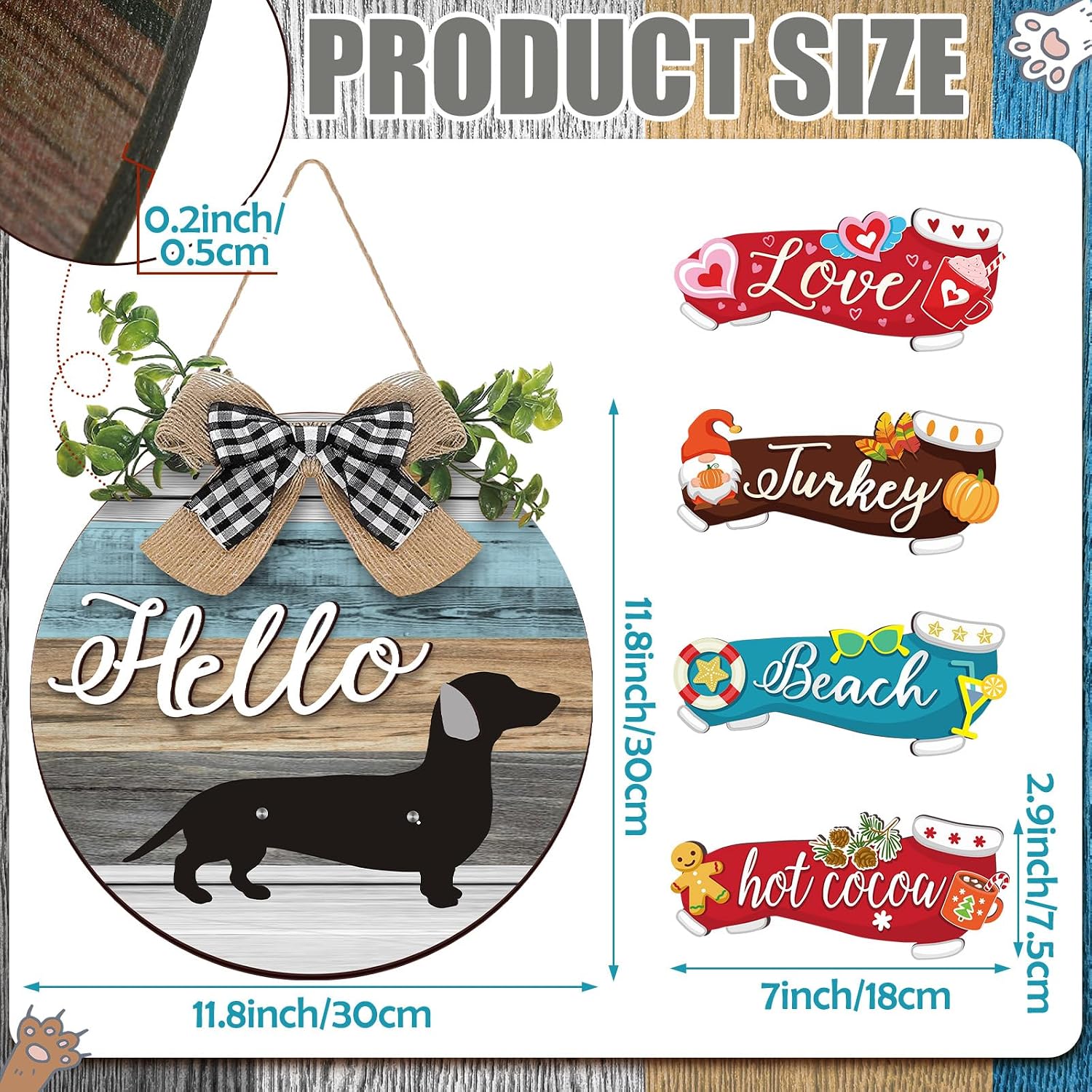Glenmal 16 Pcs Seasonal Dachshund Front Door Sign,Antique Style image 2