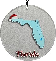 Vista 38 de Vermont Christmas Ornament - Winter Theme Featuring Snow, State Terrain Map and Santa Cap - 2025 Hanging Acrylic Disc Decoration For Tree - Unique