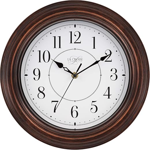 La Crosse Technology 404-2630W 12 Inch Evelyn Quartz Wall Clock with Silent Movement