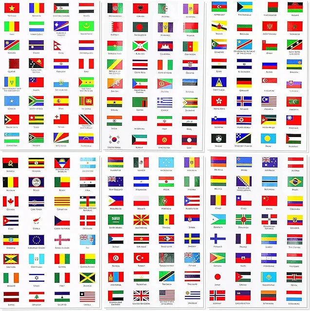 384pcs Waterproof World Flag Stickers - 192 Countries Mini Flags for Travel & Decoration