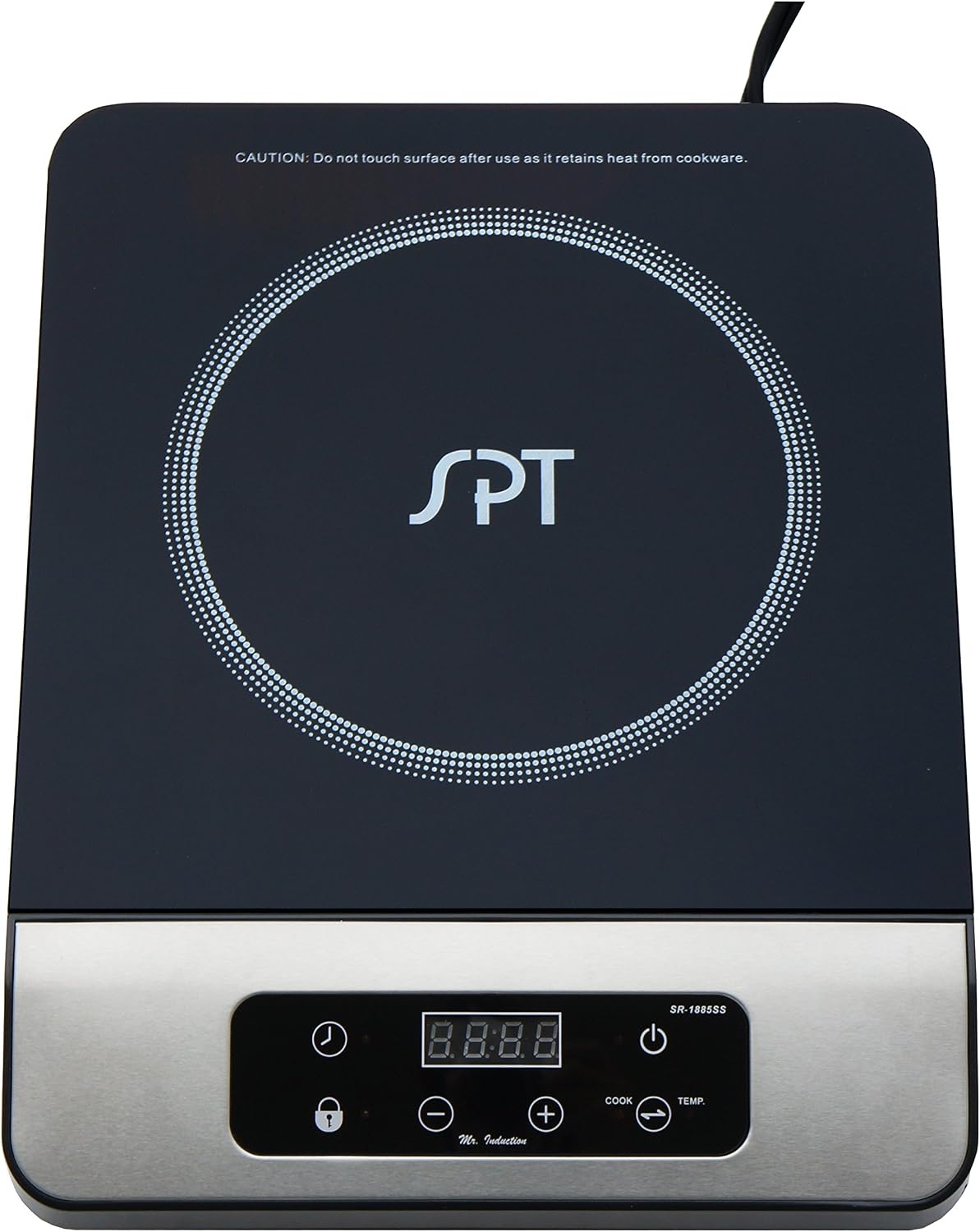 SPT SR-1885SS-42BA: Combination of 1650W Induction Cooktop + Stainless Steel Pot BLACK