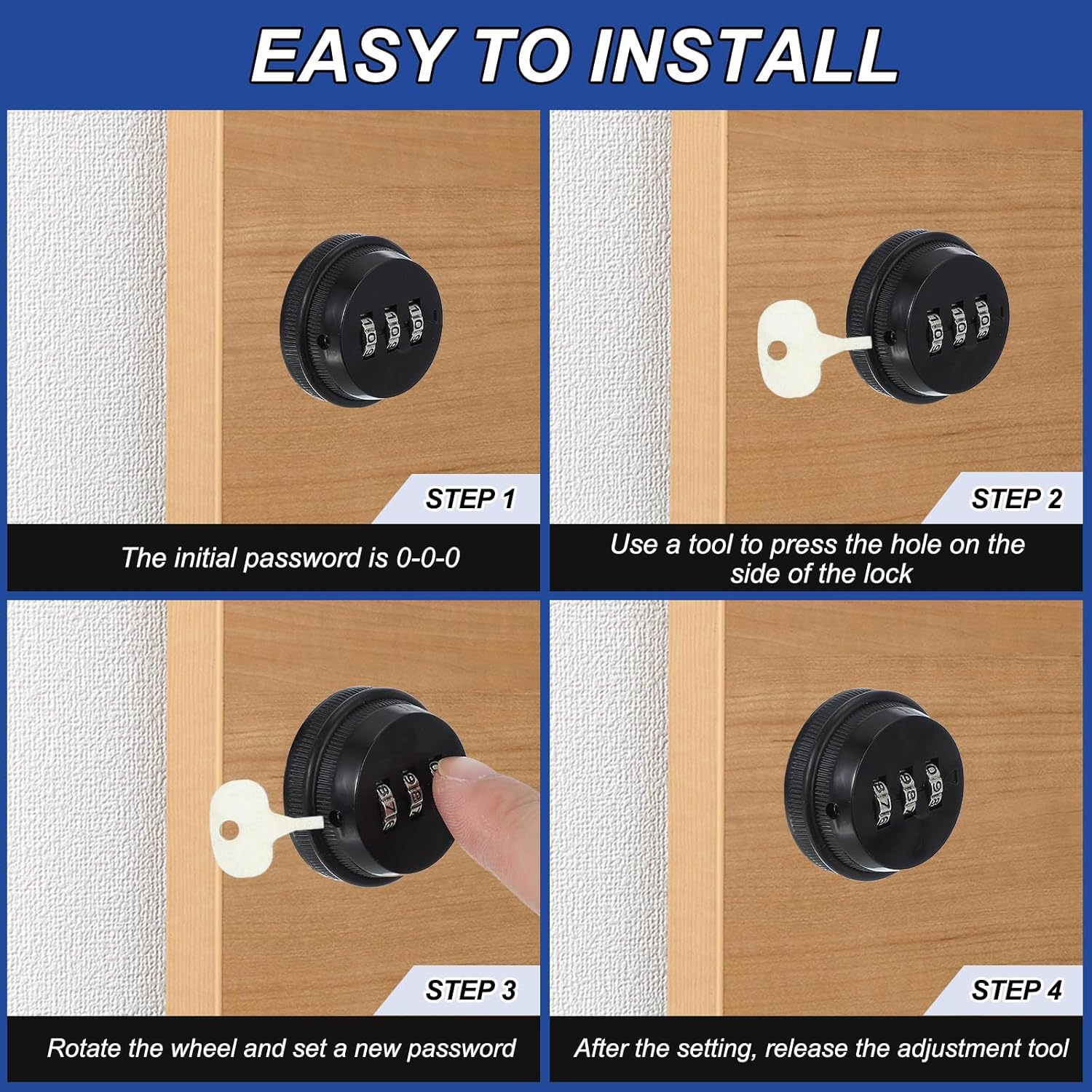 MECCANIXITY Combination Cabinet Cam Lock, Zinc Alloy File Cabinet Locks 3/4'' Password Coded Locks Cylinder for 0.2-0.5" Thick Drawers Mailbox, Bronze Pack of 2