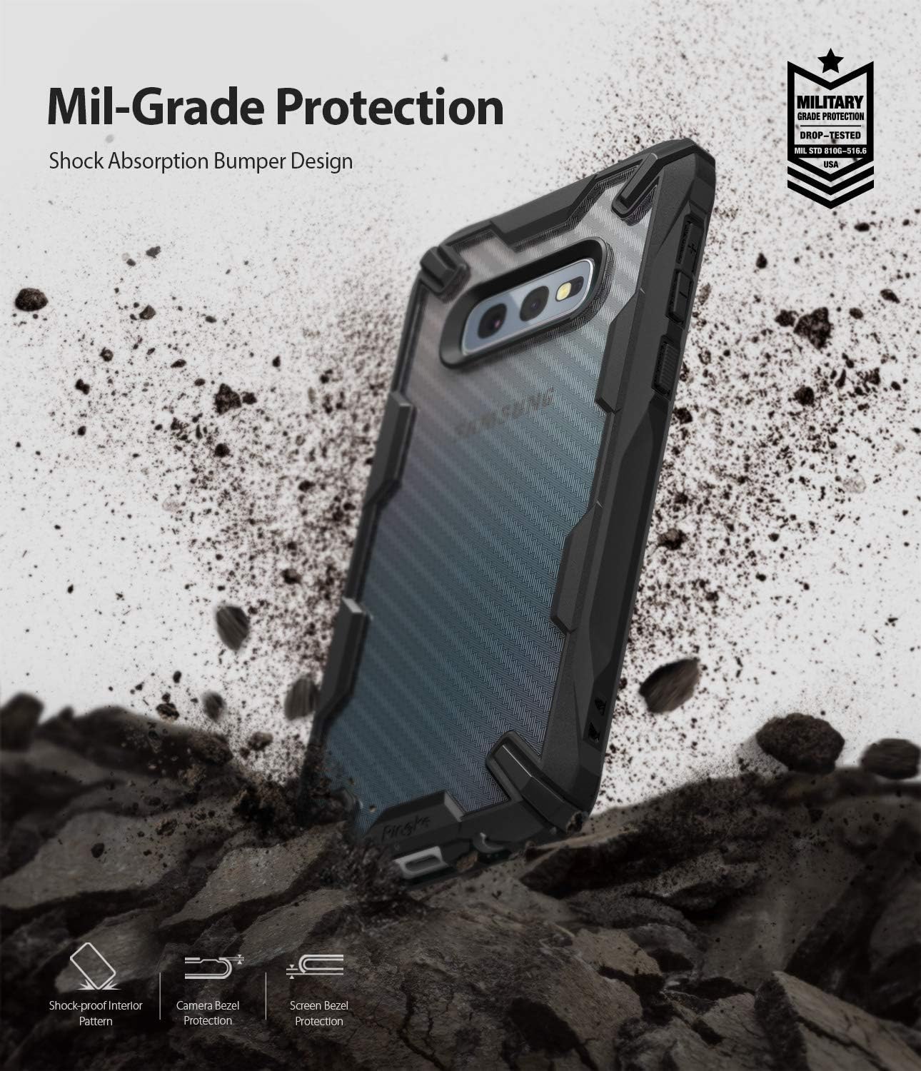 Ringke Fusion X Design DDP Compatible with Galaxy S10e Case Semi-Opaque PC Back with TPU Bumper Stylish Protection Cover for Galaxy S10e (2019) - Carbonfiber Black