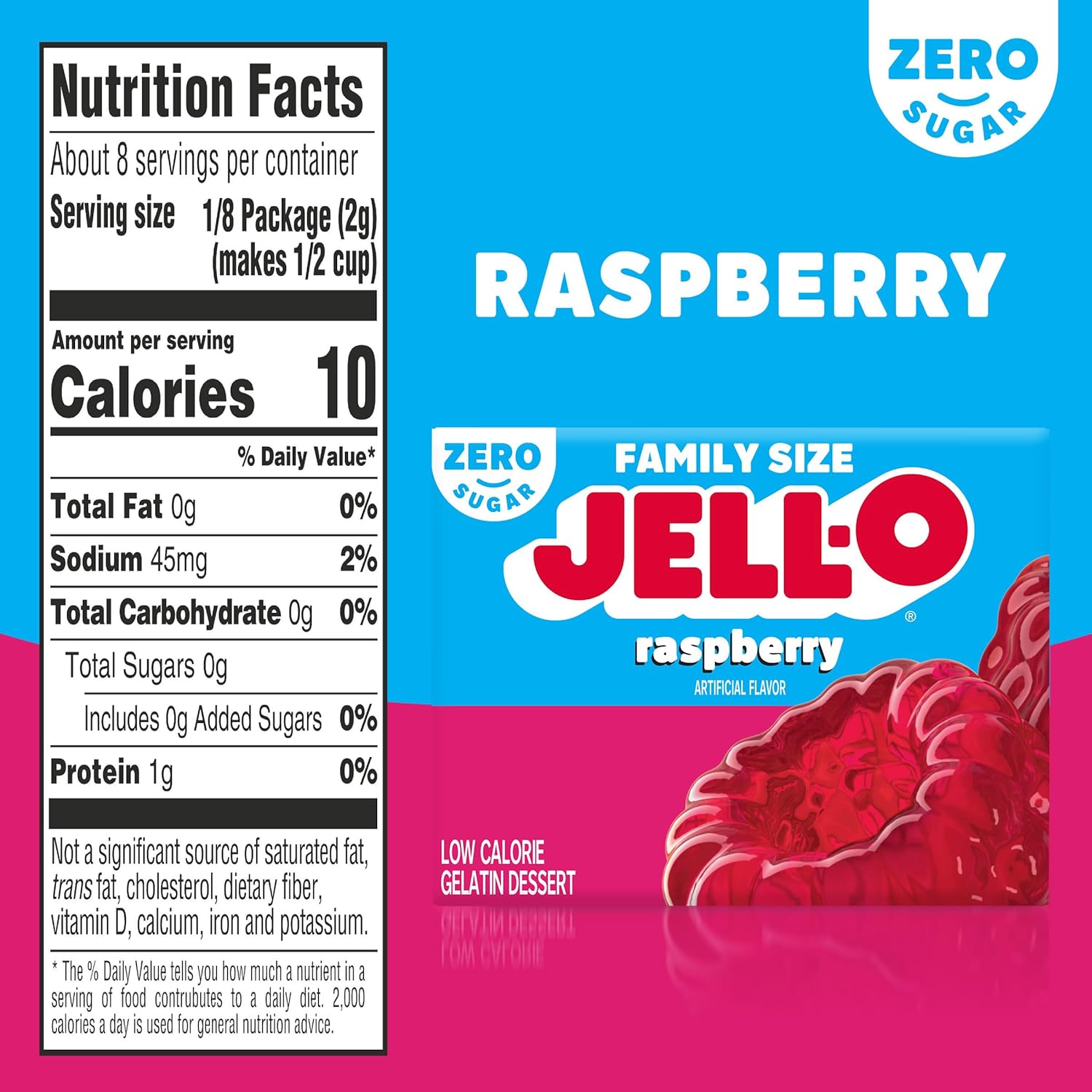 Jell-O Raspberry Sugar Free Gelatin, 0.6 Ounce (Pack of 24)