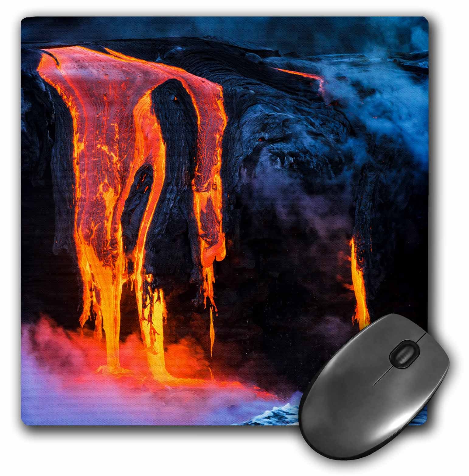 3dRose Mouse Pad Lava at Dawn, Hawaii Volcanoes Np, The Big Island, Hawaii - 8 by 8-Inches (mp_278953_1)