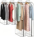Clear Garment Bag For Hanging Clothes 40" Longth- 4 Pack 10" Gusseted Suit Bags For Closet Storage, Plastic Clothes Storage Bag For Suit Coat Dress, fur, Clothes Cover For Open Closet