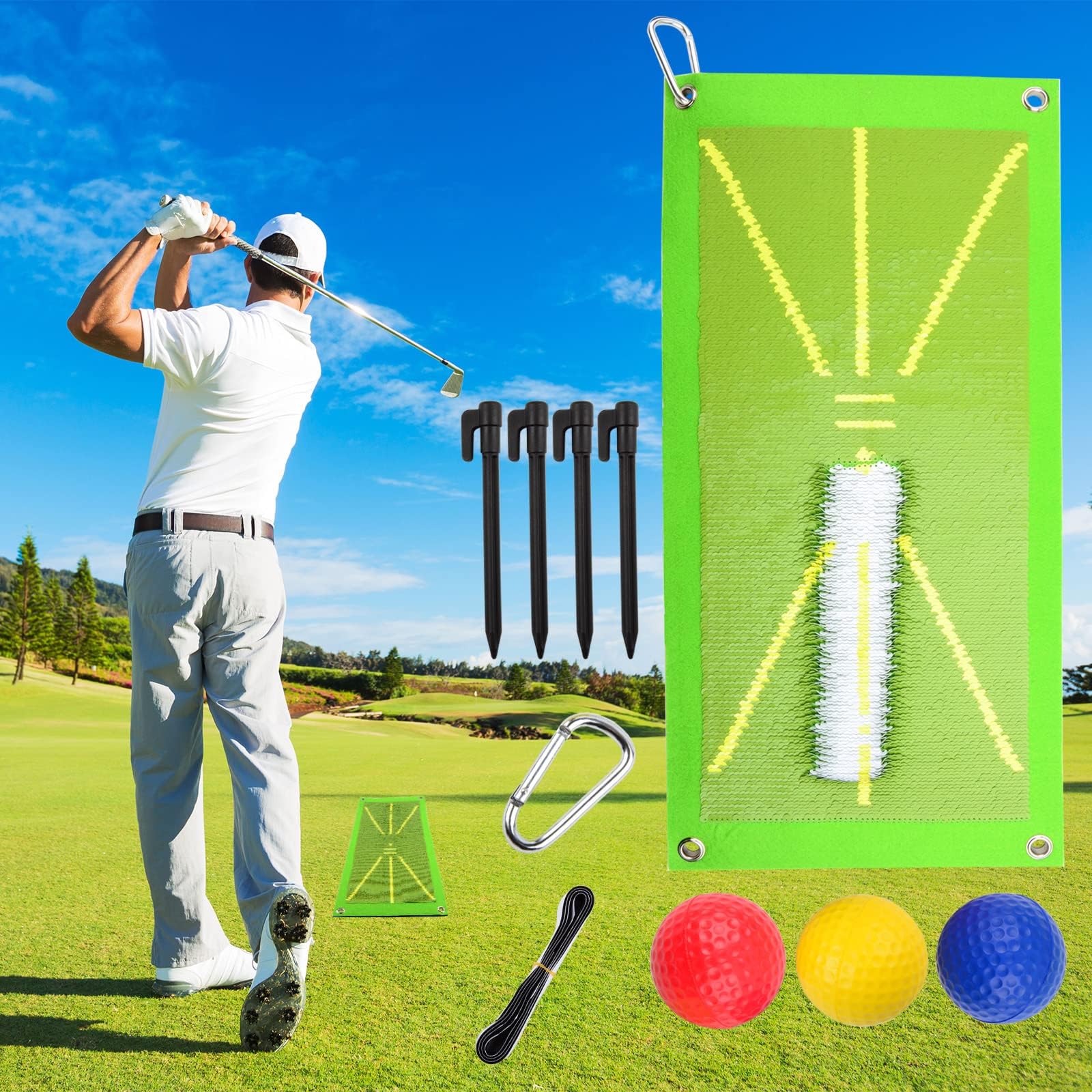 Golf Training Mat for Swing Detection Batting, Golf Practice Impact ...