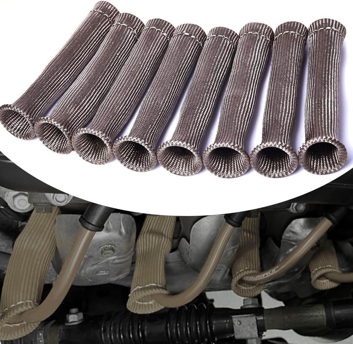 8PCS Titanium Spark Plug Heat Shield Boots Sleeve 3500℉ for V8 Engines