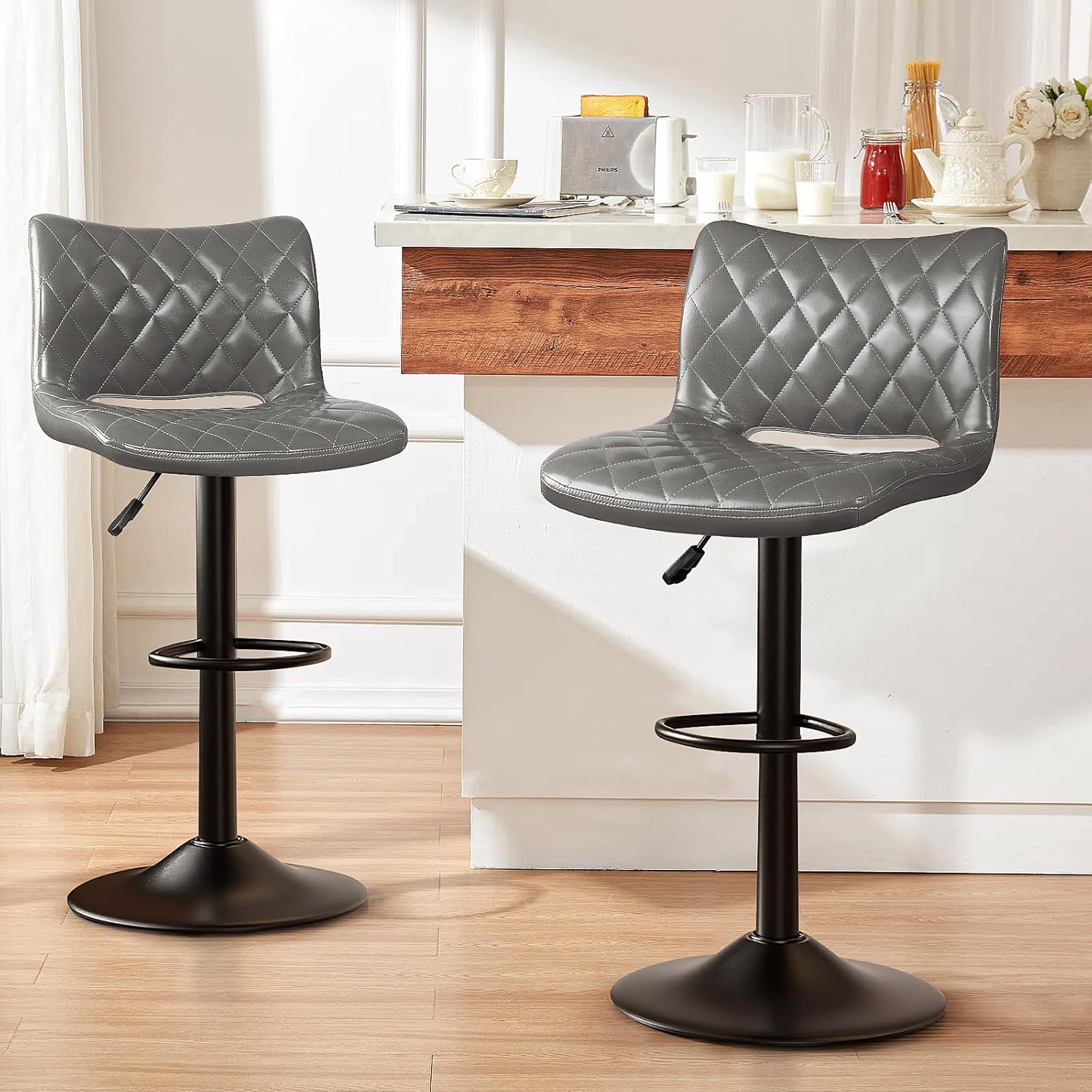 LEMBERI Bar Stools Set of 2, Counter Height Adjustable Bar