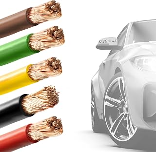 EBROM FLRY 0,75 mm2 - Cable de coche en 5 colores en la longitud deseada: marrón, verde, amarillo, negro y rojo, sección transversal de 0,75 mm² (mm2), flexible, 90 ± 5 Shore 99,99% cobre,