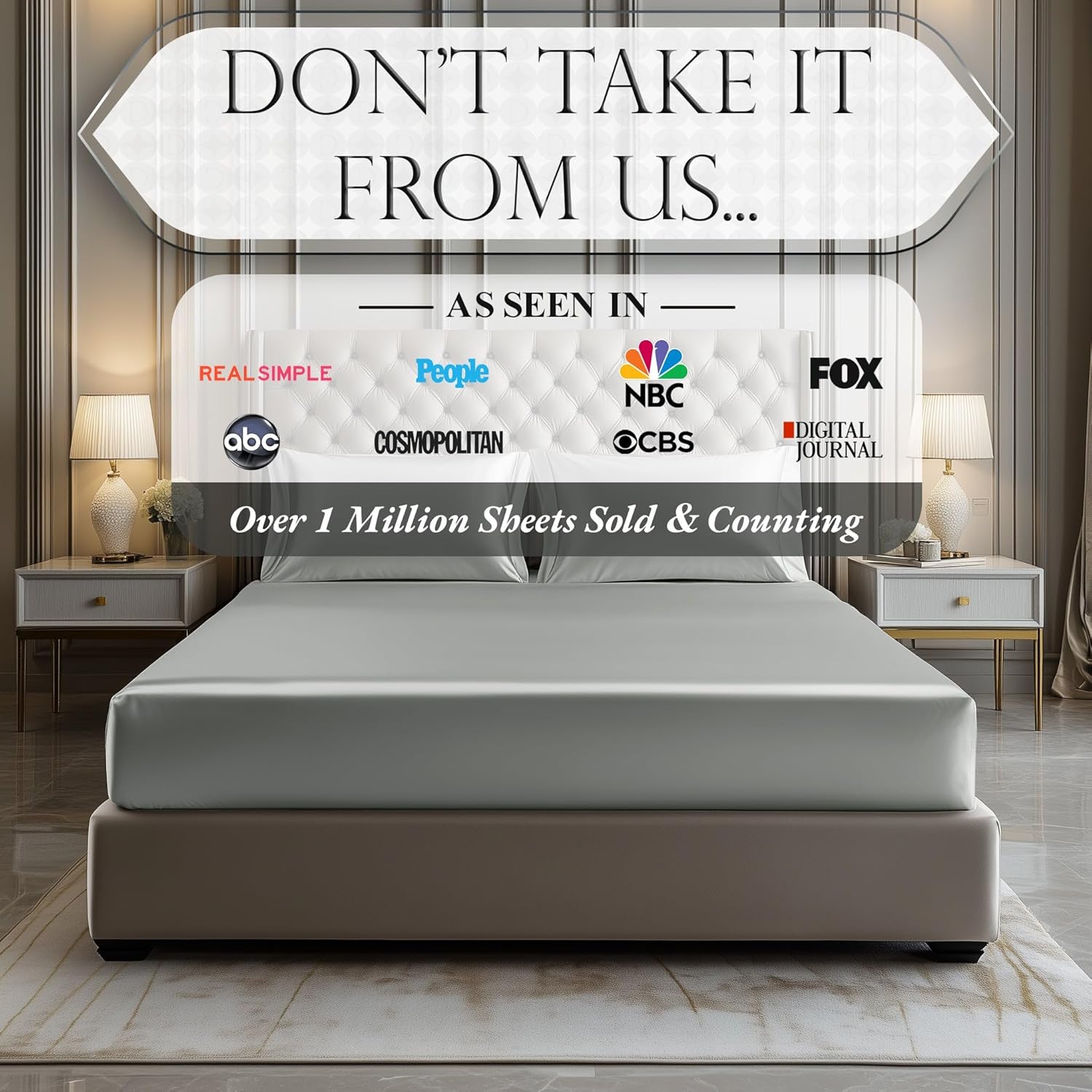 DECOLURE Satin Fitted Sheet Queen Size (1 PC) – Luxuriously Smooth & Softer Than Silk Bed Sheets w/ 15 Inch Deep Pocket Hypoallergenic Wrinkle Free, Secure Snug Fit, Elastic Corner Straps (Grey) - Image 7