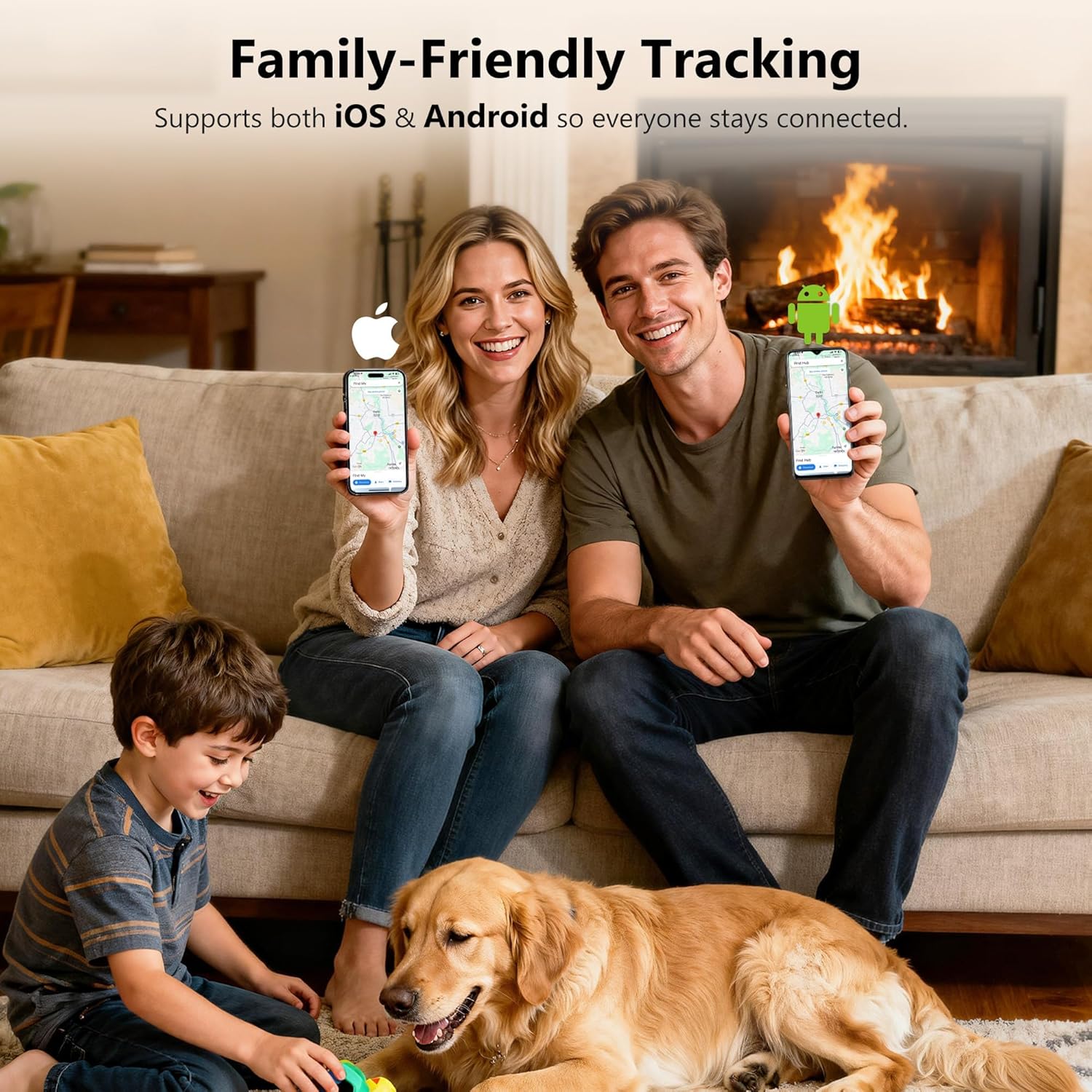 Mini GPS Tracker for Vehicles No Subscription, Dual System iOS & Android Car GPS Tracker with Magnetic Case & Keychain, Replaceable Battery, Tracking Device for Dogs, Kids, Luggages
