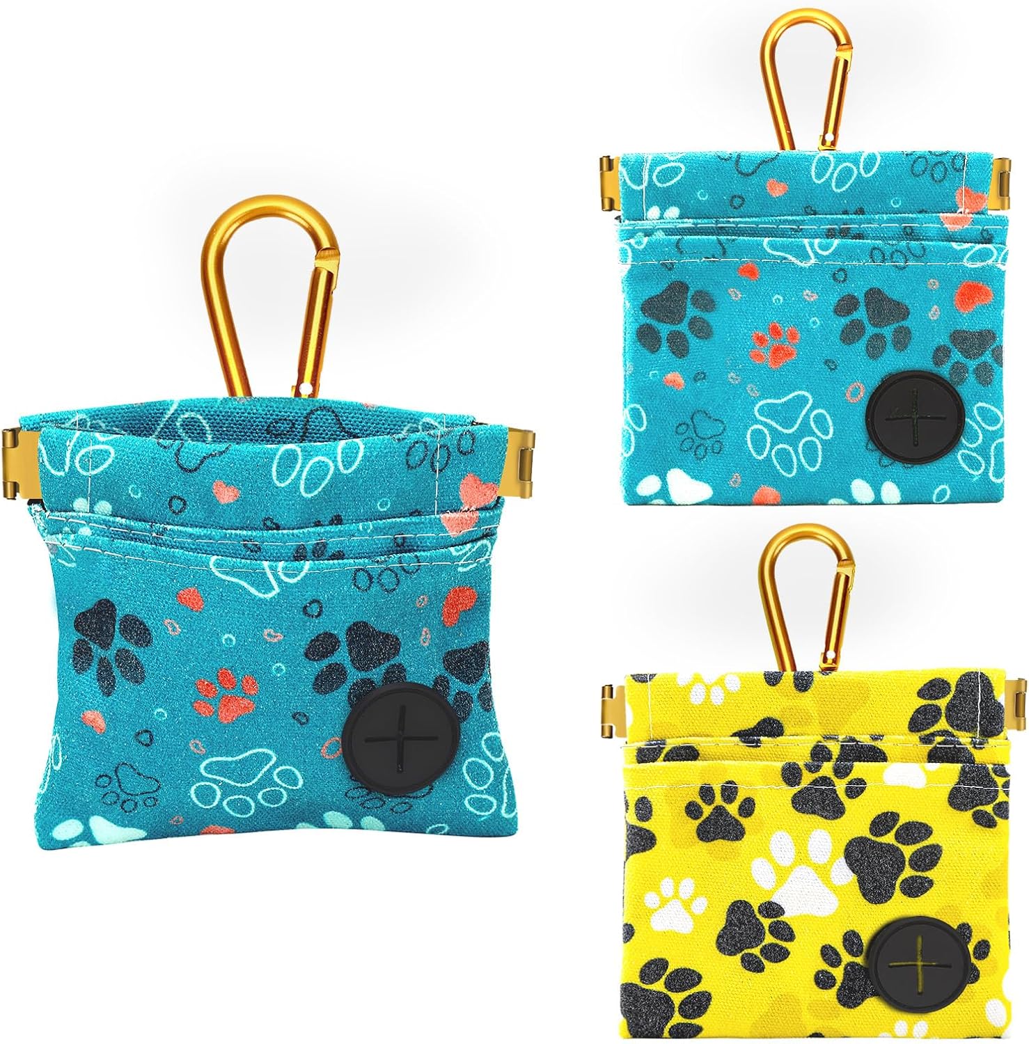 PETKNOWS 2 Pack Dog Treat Pouch - Auto Closing Training Bag with Buckle, Hands-Free Walking & Travel Essential