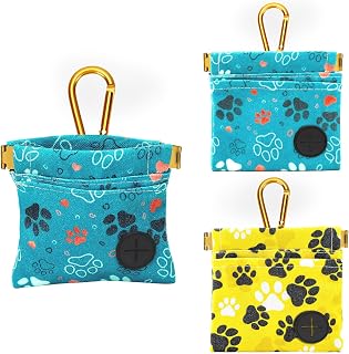 PETKNOWS 2 Pack Dog Treat Pouch - Auto Closing Training Bag with Buckle, Hands-Free Walking & Travel Essential