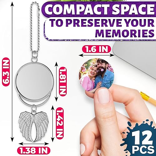 Miniatura 2 de Kit de fabricación de llaveros a granel para sublimación, 12 piezas de llavero de ala de automóvil, dijes de alas de ángel, llaveros de sublimación,