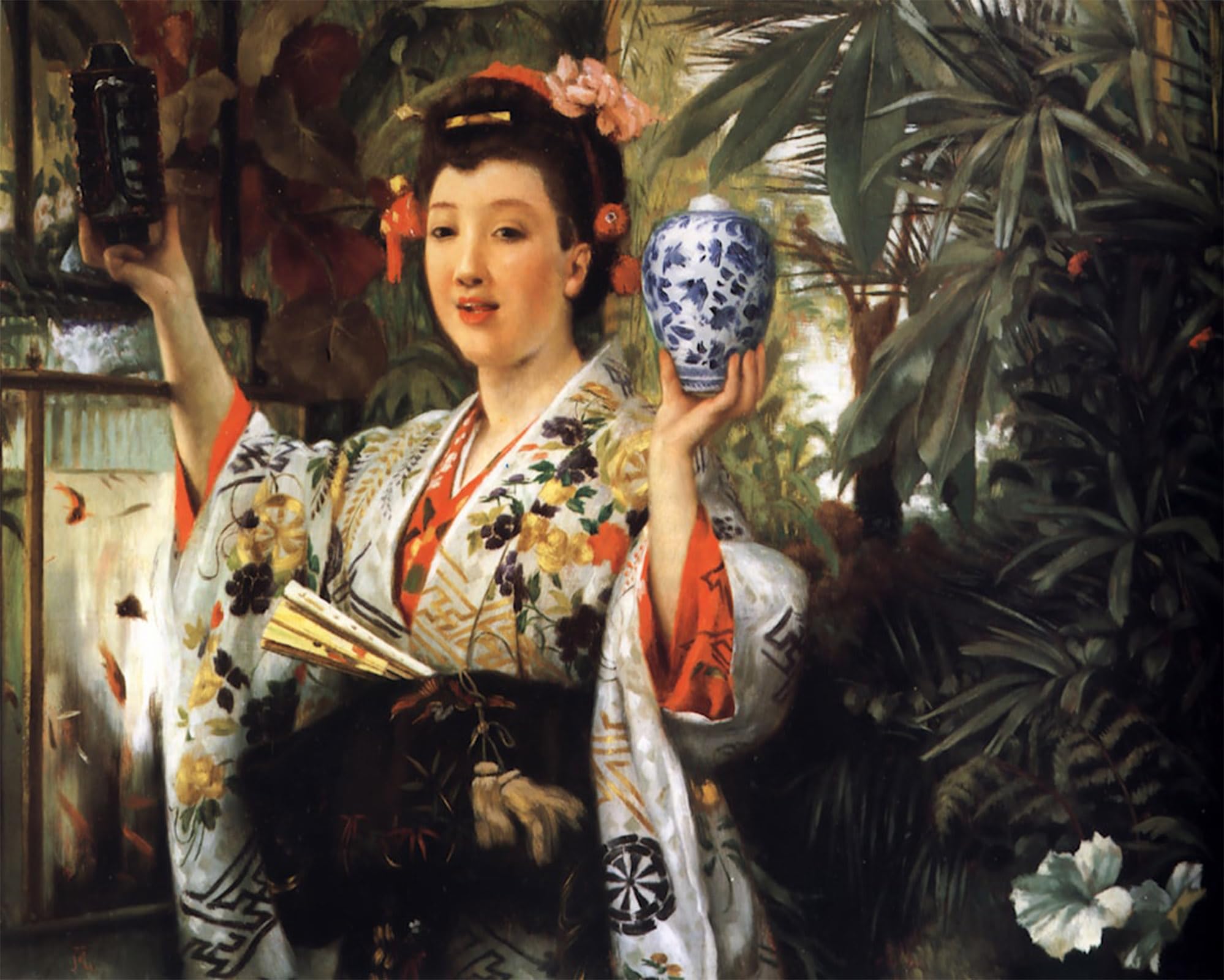 POSTERIIk Famous Modern Artwork Art Mural Young Lady Holding Japanese Objects by Jacques Oil Paintings Pictures for Home Decor 60x90cm