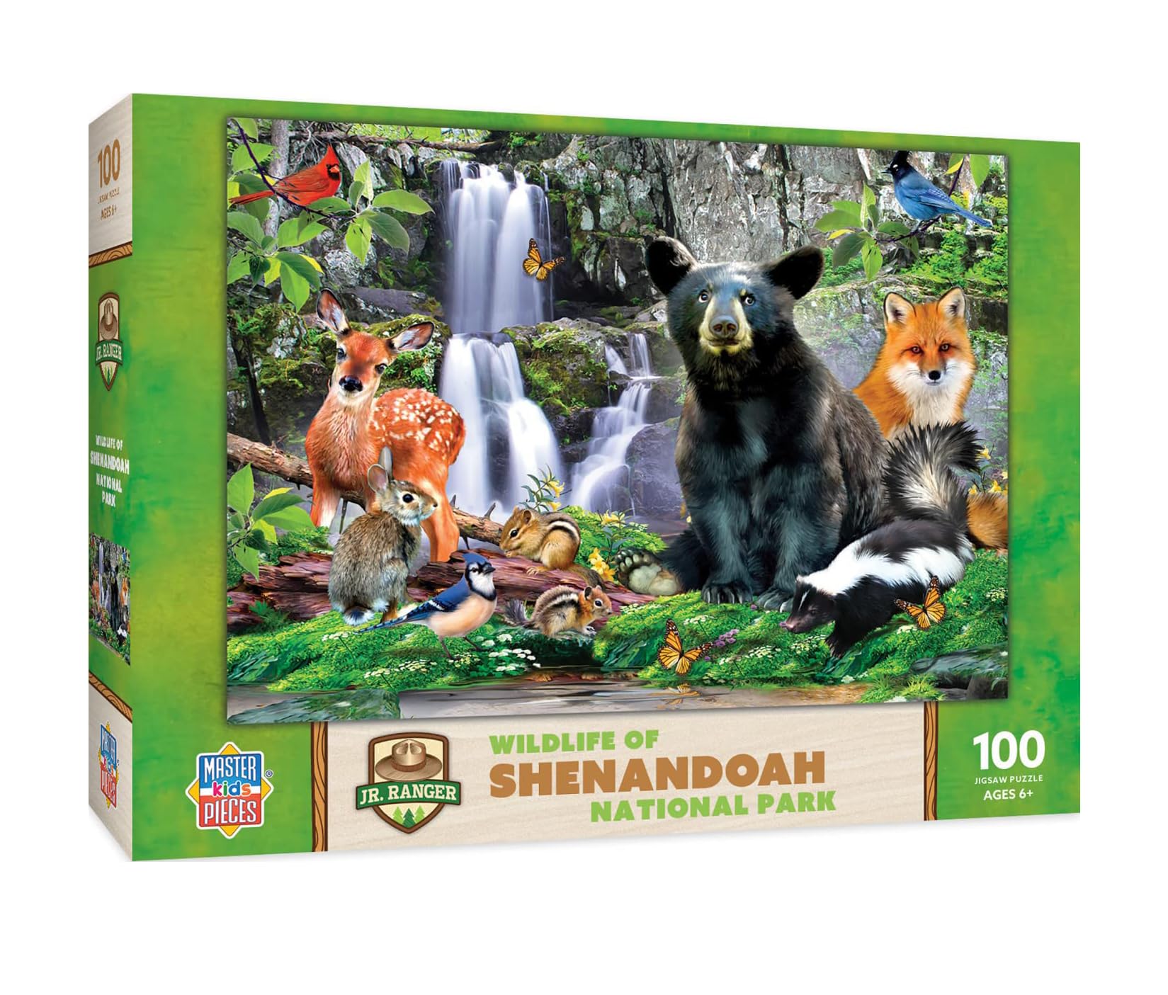 MasterPieces - 100 Piece Jigsaw Puzzle for Kid 6+ Years, Wildlife of Shenandoah National Park, Educational and Fun Game, Gift Idea for Children, 19" x 14"