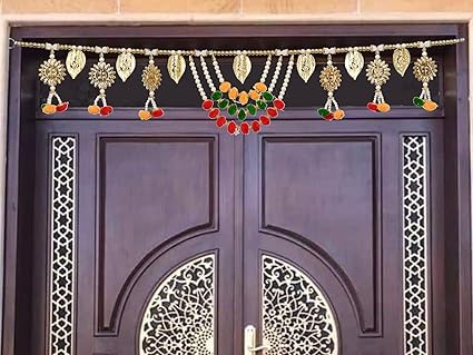 CraftVatika Door Hanging Toran Diwali Home Decoration Pooja Temple Decor Ganesha Swastik Design Toran (Size 37 Inches X 7 Inches), Multicolour