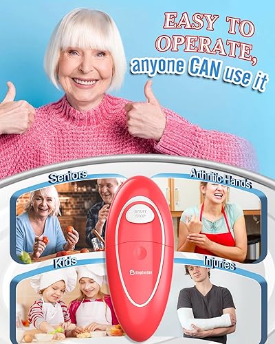 Miniatura 2 de KingGardan Abrelatas eléctrico automático manos libres con borde liso y diseño de seguridad, abrelatas a pilas para personas mayores y artritis,