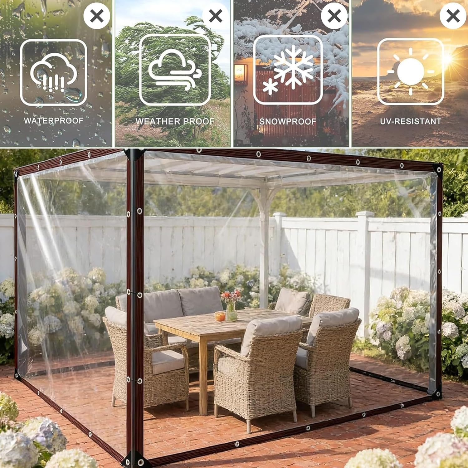 Heavy Duty Translucent Clear Tarp - UV & Tear Resistant PE Tarpaulin with Grommets/Ropes, Outdoor Rainproof Cover for Covering Chicken Coops, Patio, Garden, Plants(1x9m/3.3x29.5ft)