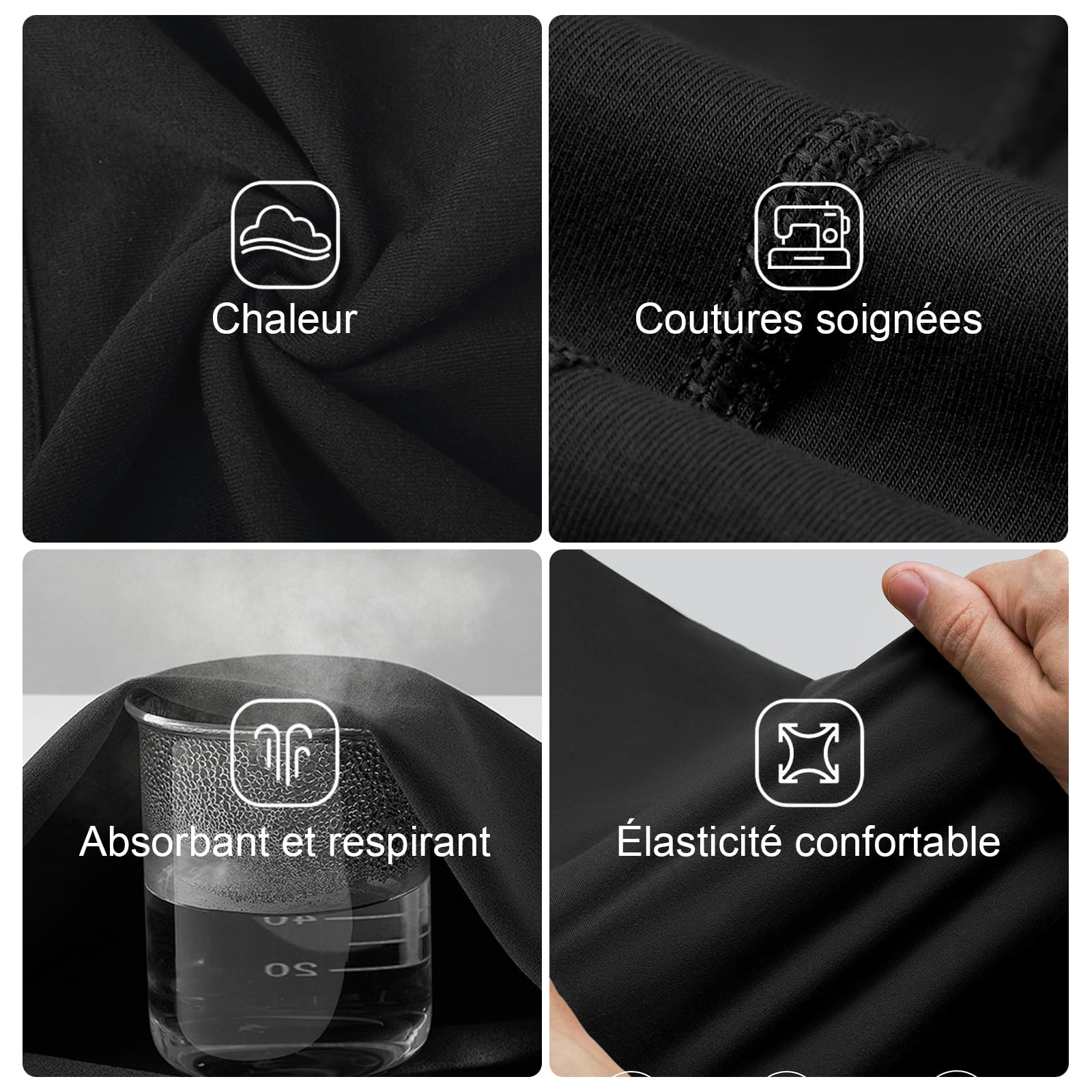 Channo Homme Ensemble de sous-Vêtements Thermiques : Haut à Manches Longues et Pantalon Thermique pour Le Sport en Hiver