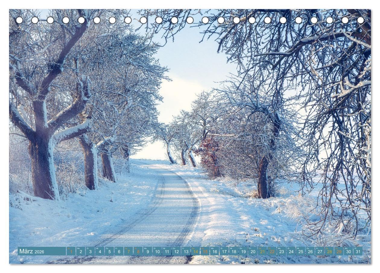 Winter im Meißner Hinterland (Tischkalender 2026 DIN A5 quer), CALVENDO Monatskalender: Tiefer Winter im idyllischen Hinterland von Meißen