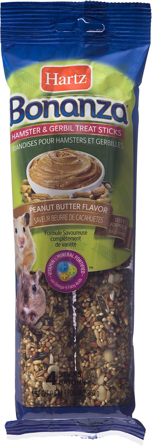 Hartz Bonanza Peanut Butter Hamster & Gerbil Treat Sticks - 4 Pack