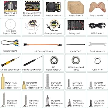 KEYESTUDIO BBC Micro:bit 4 DOF Robot Arm Kit with Microbit V2 (inculude) STEM Education Kit with MakeCode/Python Coding for Programming Learning of 14+ Teenagers