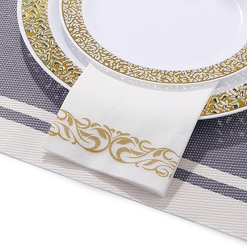Vista 15 de JOLLY CHEF 100 toallas de mano desechables, suaves y absorbentes, de tacto de lino, elegantes toallas de papel decorativas para cocina, baño, bodas