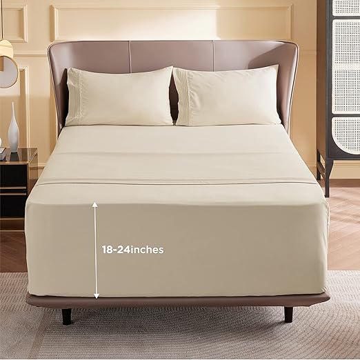 Bedsure Twin XL Sheets Sets for College Dorm, 18 to 24 inch