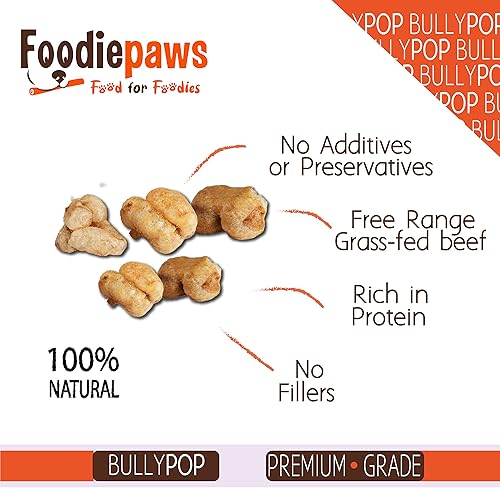 Miniatura 2 de FOODIEPAWS Bully Pop, 8 onzas  Masticables totalmente naturales con alto contenido de proteínas para perros  Totalmente digerible y sin granos