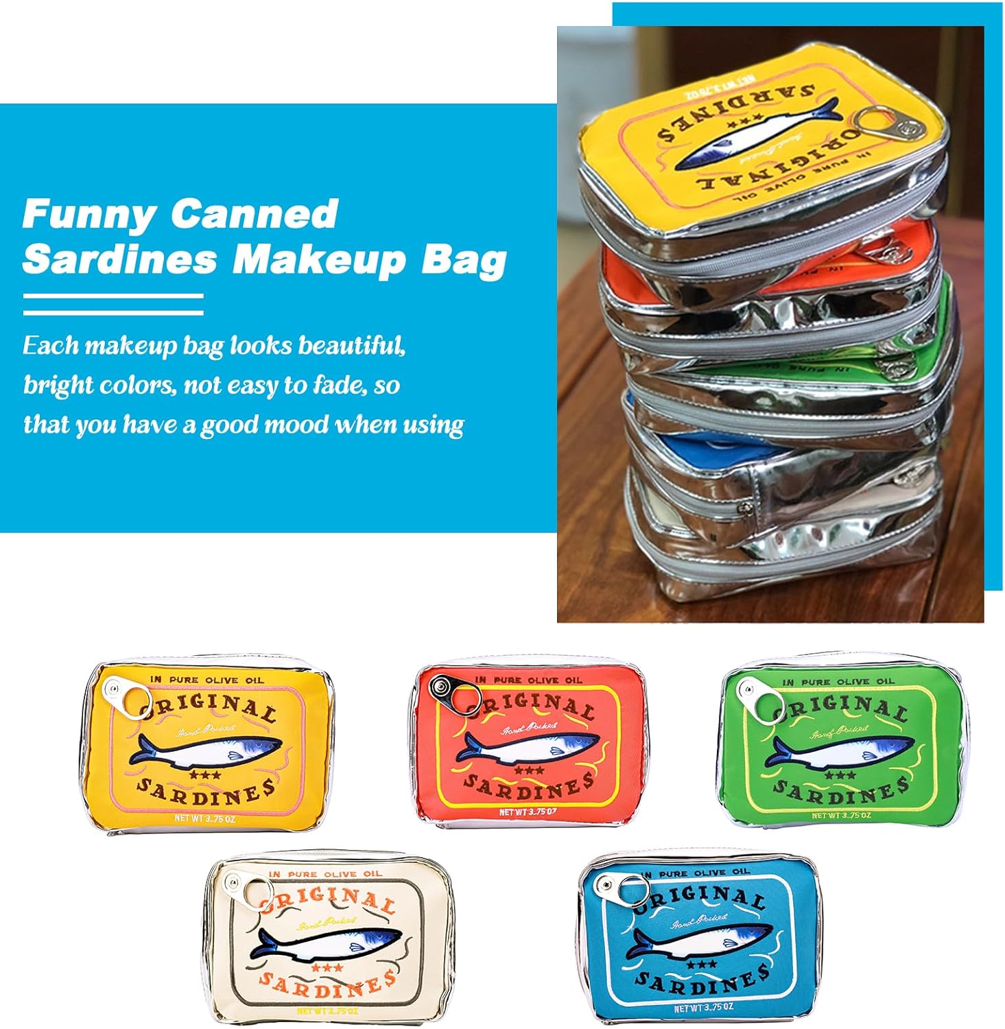 Canned Sardines Makeup Bag, Canned Sardines Style Toiletry Bag Cute Travel Bag Creative Cute Makeup Bag Coquette Make up Pouch for Women