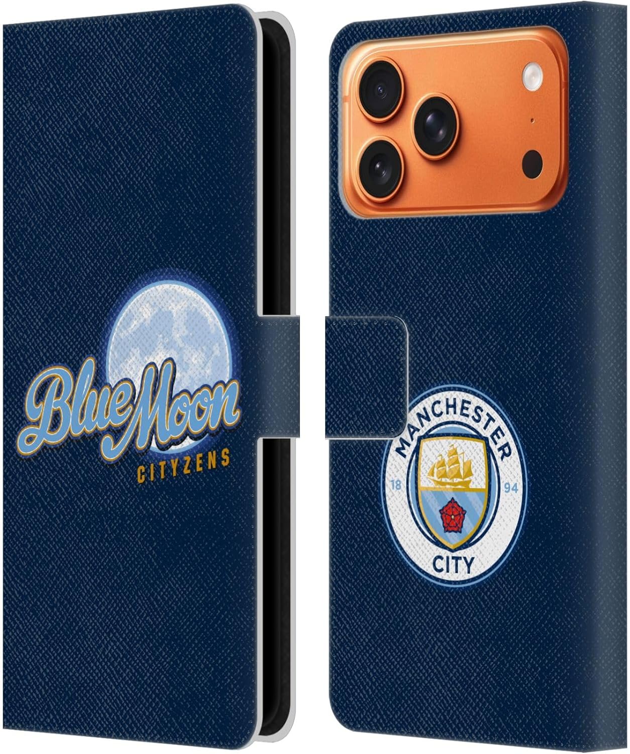 Head Case Designs Officially Licensed Manchester City Man City FC Blue Moon Cityzens Graphics Leather Wallet Case Compatible with Apple iPhone 17 Pro Max