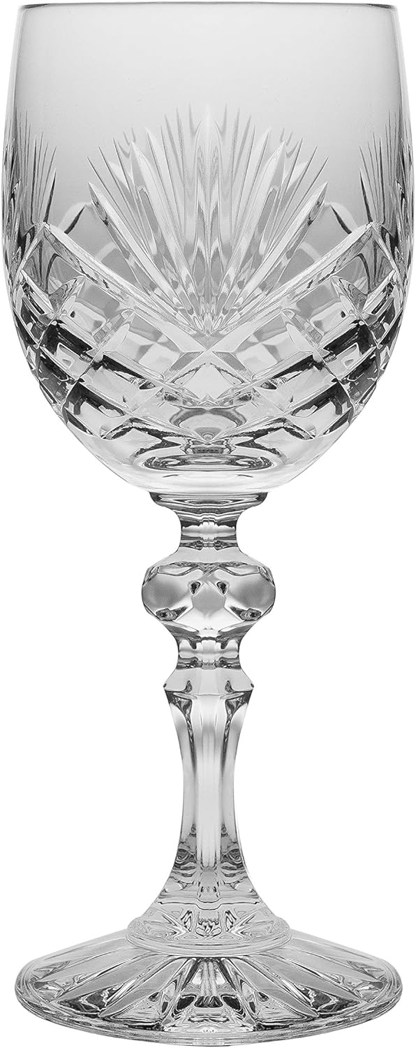 Barski Wine Goblet - Crystal - Glasses - Set of 6 - Red or White Wine Glass - Beautifully Hand Cut - 6 oz. - European Quality Made in Europe