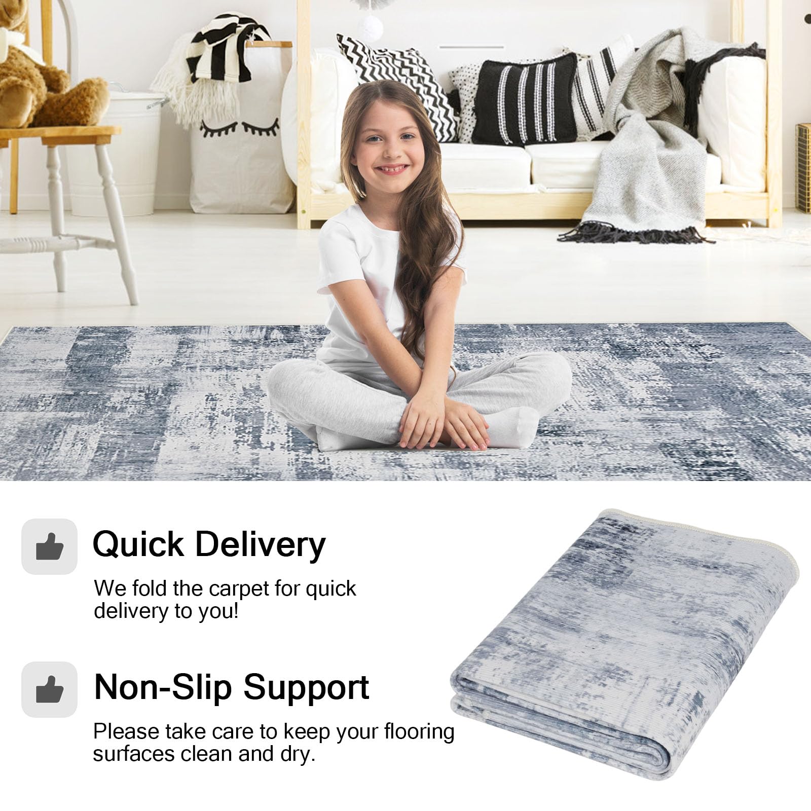 Aolawco Hallway Runner Rug, 65x180cm Non-Slip Carpet Runners - Image 4