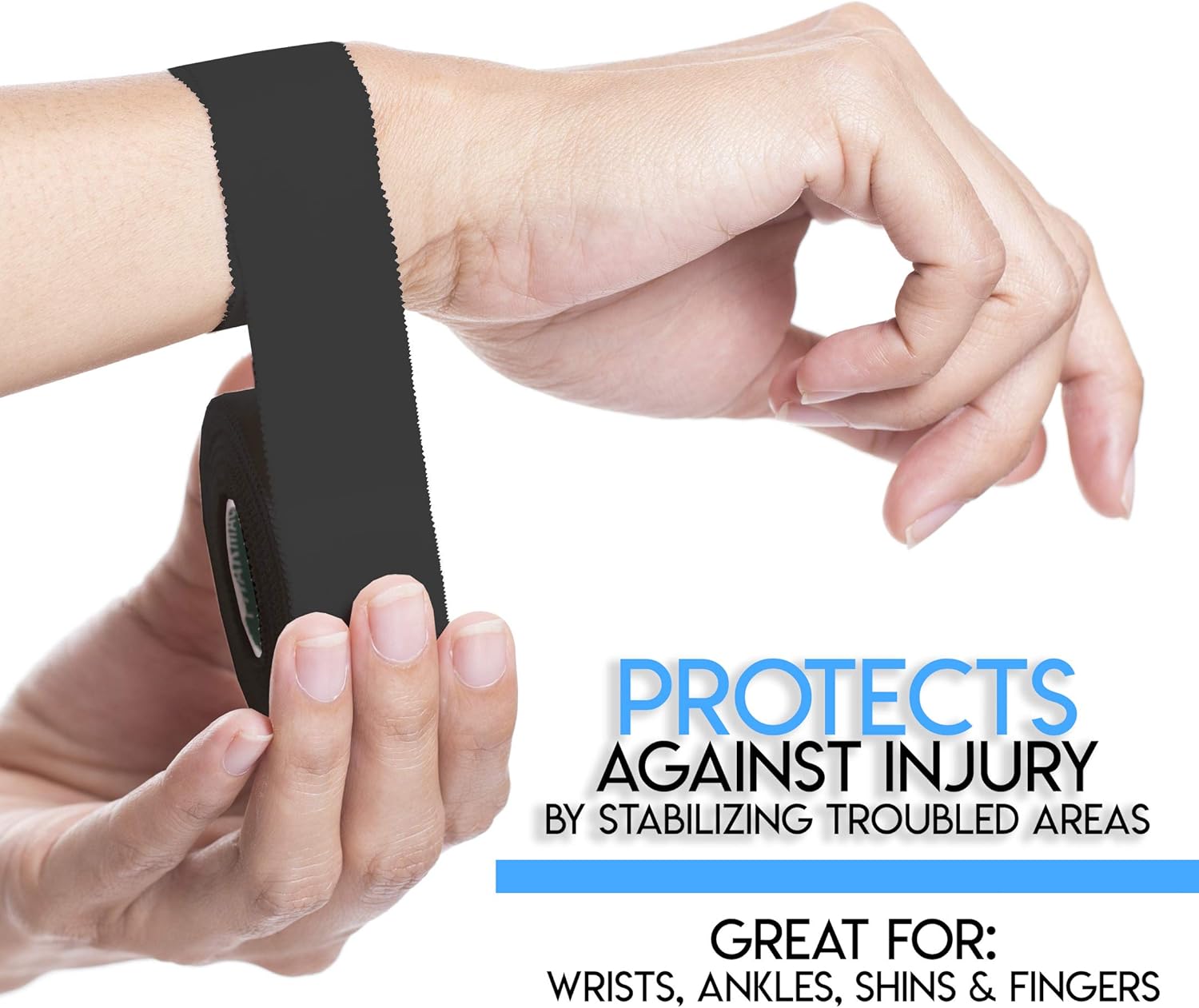 Athletic Tape or Sports Tape, Perfect for Muscle Pain Relief, 45ft Medical Tape for Shoulder, Knee, Finger, Ankle Or Use As Workout Tape, Gymnastics Tape, Soccer Tape or Other Sports (Black - 12 Pack) : Health & Household