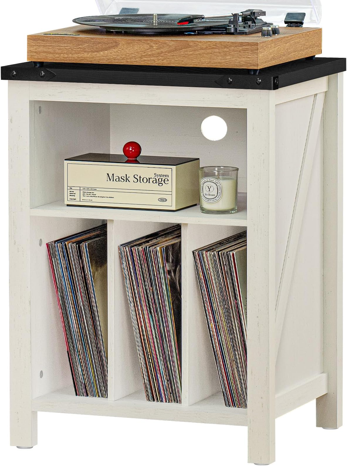 Amazon.com: HOMMPA Record Player Stand with LED Lights White Record ...
