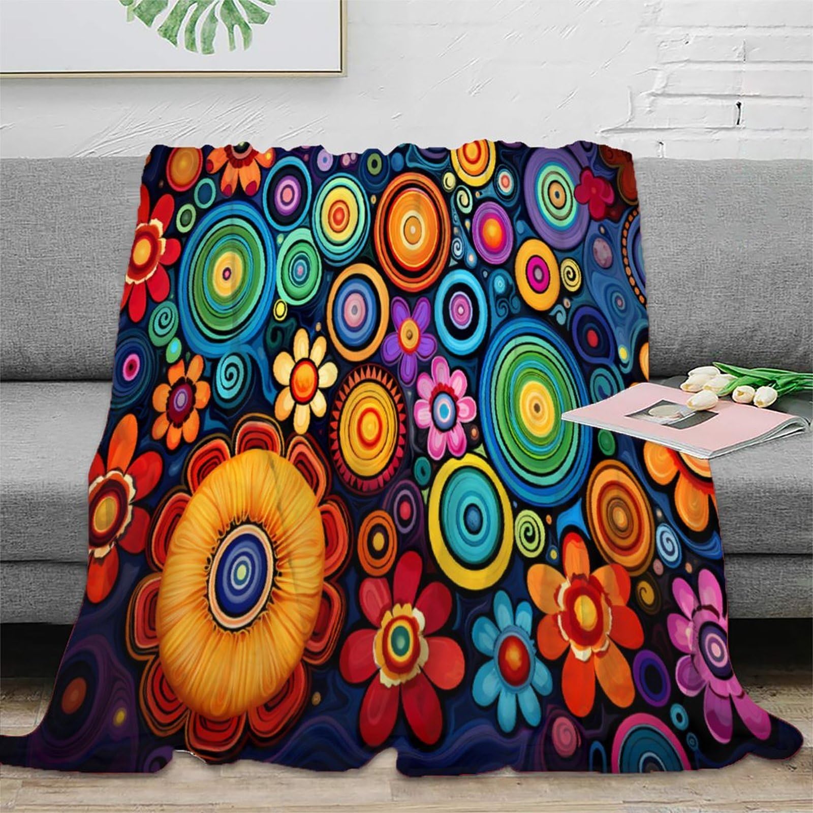 Couverture microfibre fleurs 3D 150x200cm pour lit d'étudiant