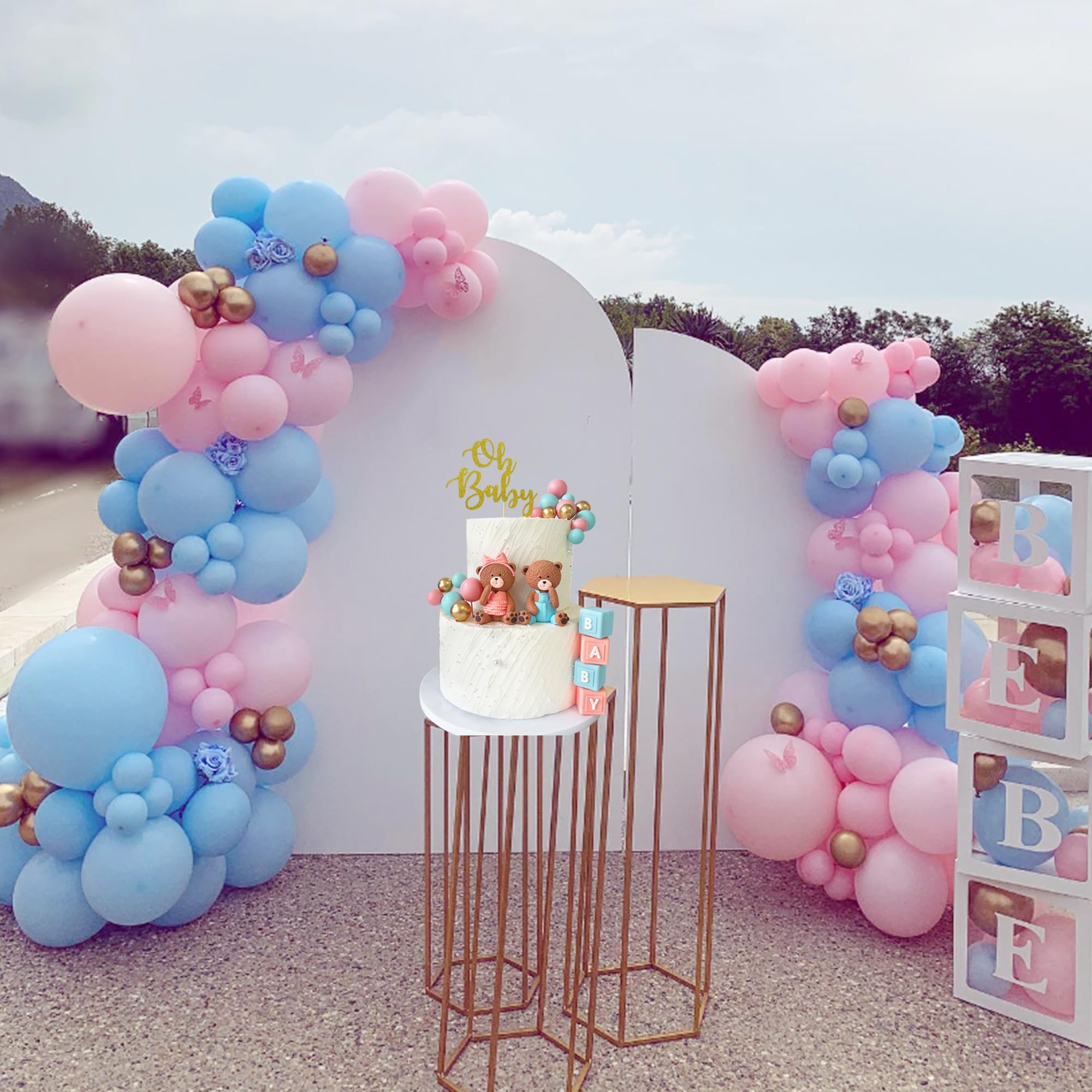 Bear Cake Toppers With BABY Letters - Gender Reveal Baby Shower Decorations (Pink)