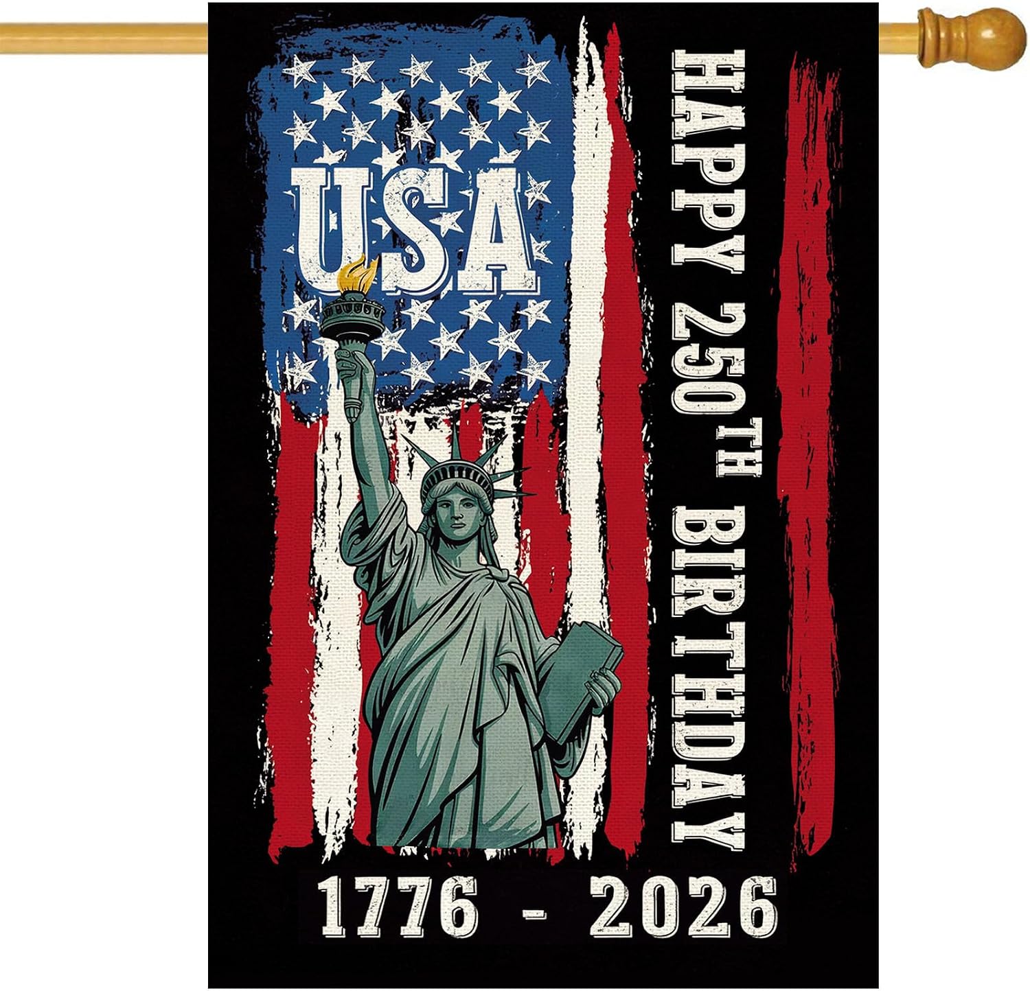 Baccessor 250 Years USA House Flag 28 x 40 Inch, Double Sided Burlap 250th Anniversary Patriotic Banner Large Yard Flag for Porch Patio Freedom Outdoor Outside 1776-2026 Commemorative Decor
