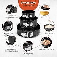 Vista 3 de RFAQK 100pcs Cake Pan Sets for Baking + Cake Decorating Supplies: 3 Non-Stick Springform Pans Set (4, 7, 9 inches), Icing Tips, Cake Leveler
