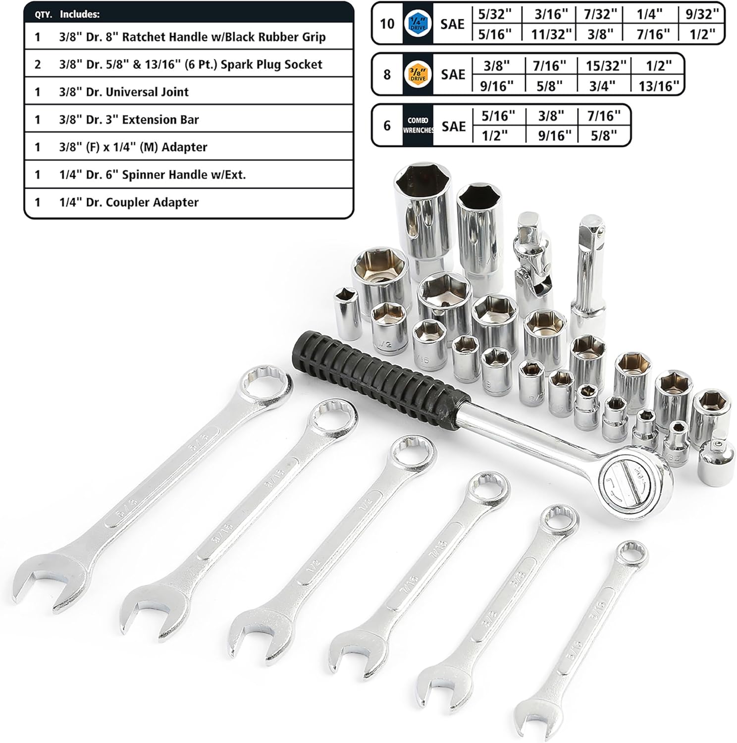 Great Neck MS125 125 Piece Marine Tool Set, Gifts for Men, Dad Gifts, High Visibility, Water-Resistant Boat Tool Box Case, Anti-Rust Chrome-Plated Boat Supplies And Accessories