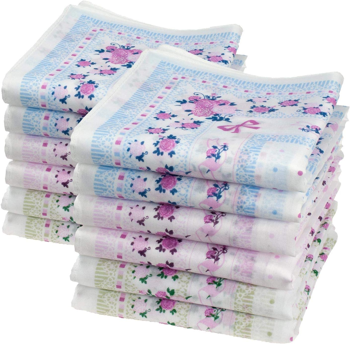 ‘Leslie’ fine printed handkerchiefs – 14” square – 12 units.