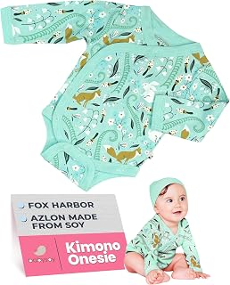 Babysoy Organic Newborn Baby Long Sleeve Pattern Kimono Side Snap Bodysuit