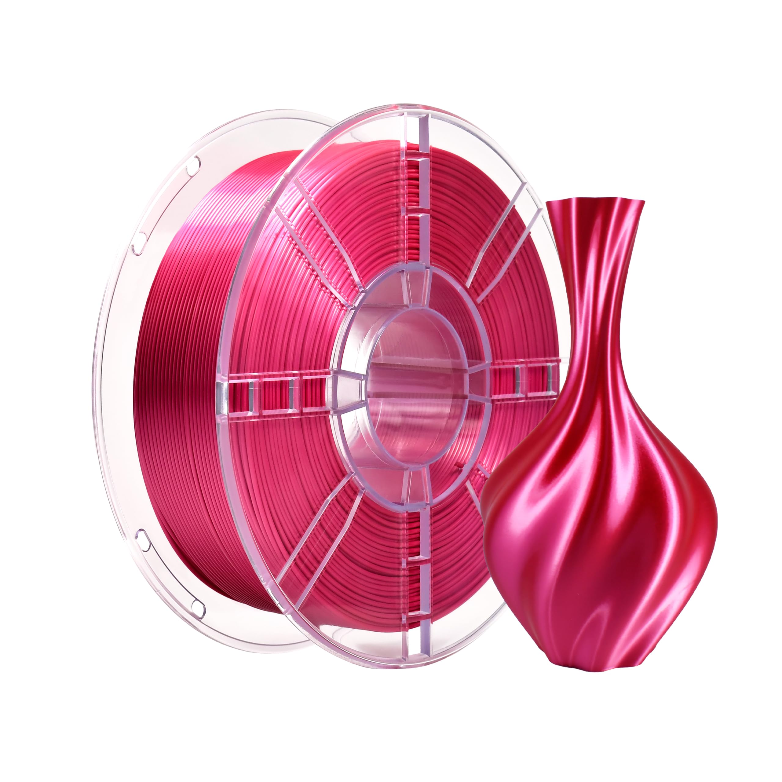 iBOSS PLA Pro (PLA+) 3D Printer Filament 1.75mm,Silk Shiny Filament 3D Printing Filament,1kg Spool (2.2lbs),Dimensional Accuracy +/- 0.02mm,PLA Plus 3D Filament,Fit Most FDM Printer(Silk Rose Red)
