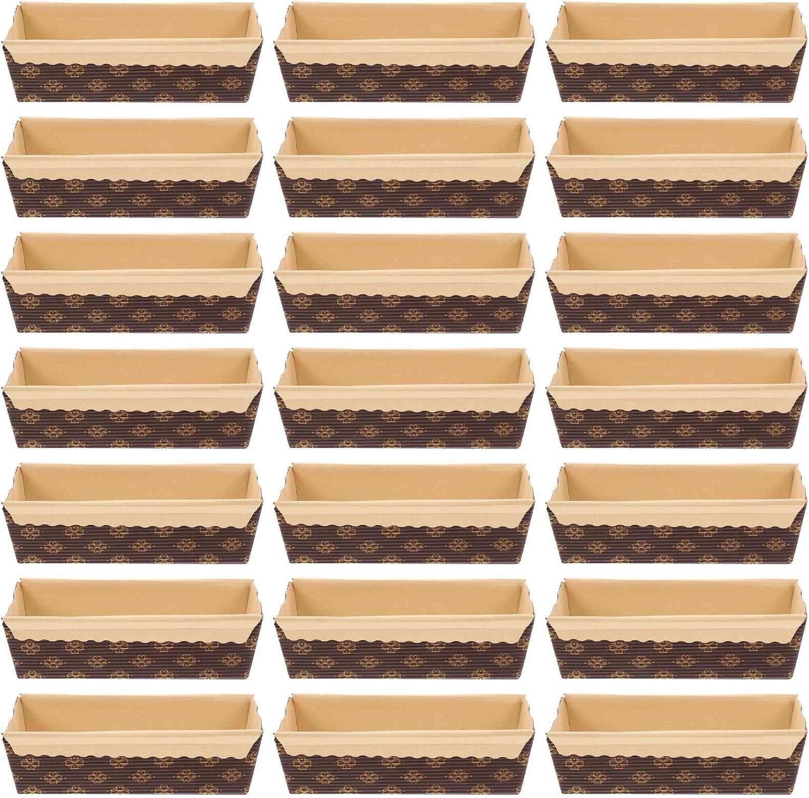 Kichvoe 25 Pieces Rectangular Kraft Paper Baking Cups, Thickened High Temperature Resistant Cake Liners for Loaf and Chiffon Cake Baking, Stackable Paper Bread Pans Suitable for Restaurant
