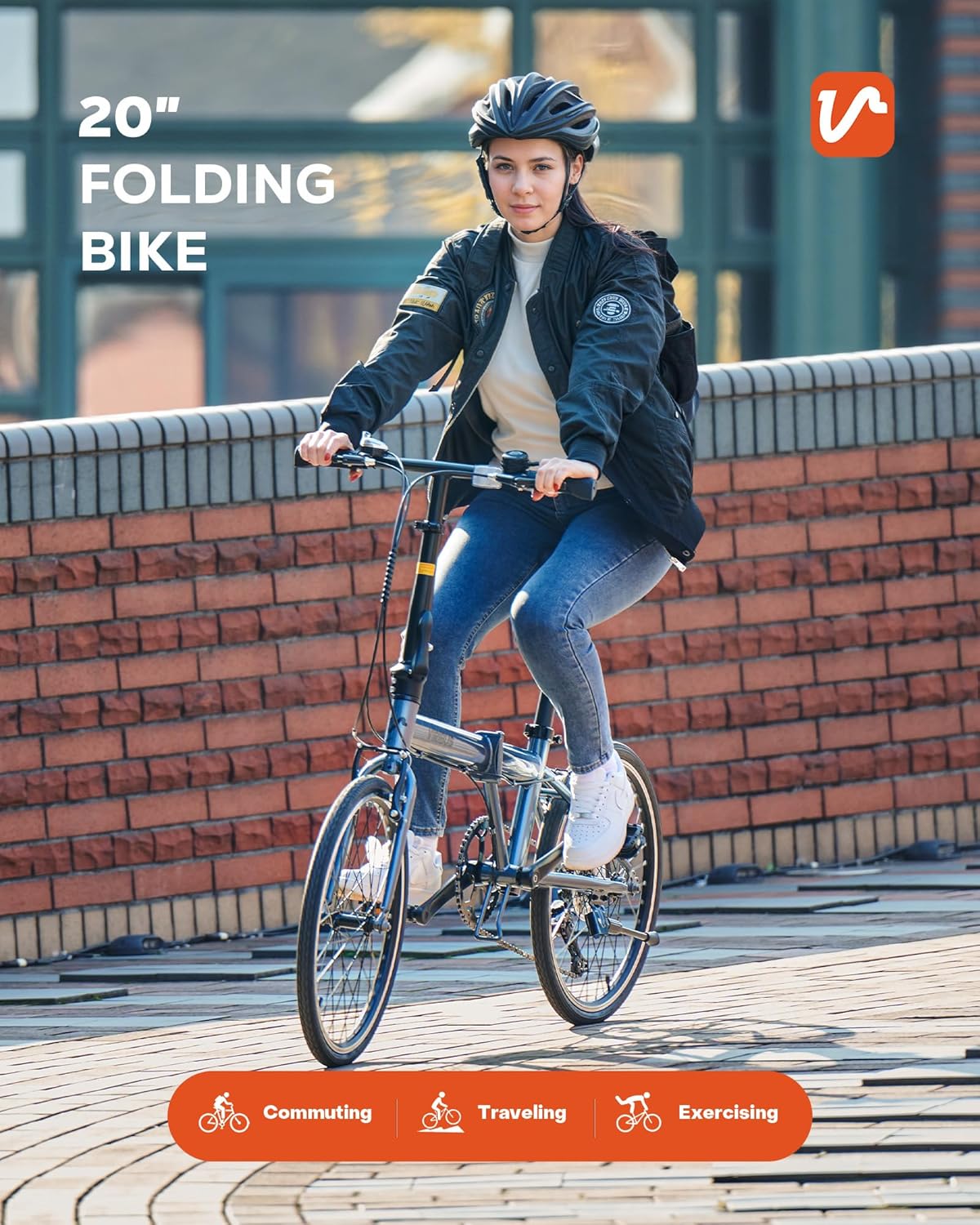 VIRIBUS Folding Bike for Adults, 20 inch Foldable Bike 7 Speed, Lightweight Compact Bicycle, Portable Collapsible Bikes for Adult Men Women City Commuters, 90% Pre-Assembled, Fold Up Bikes